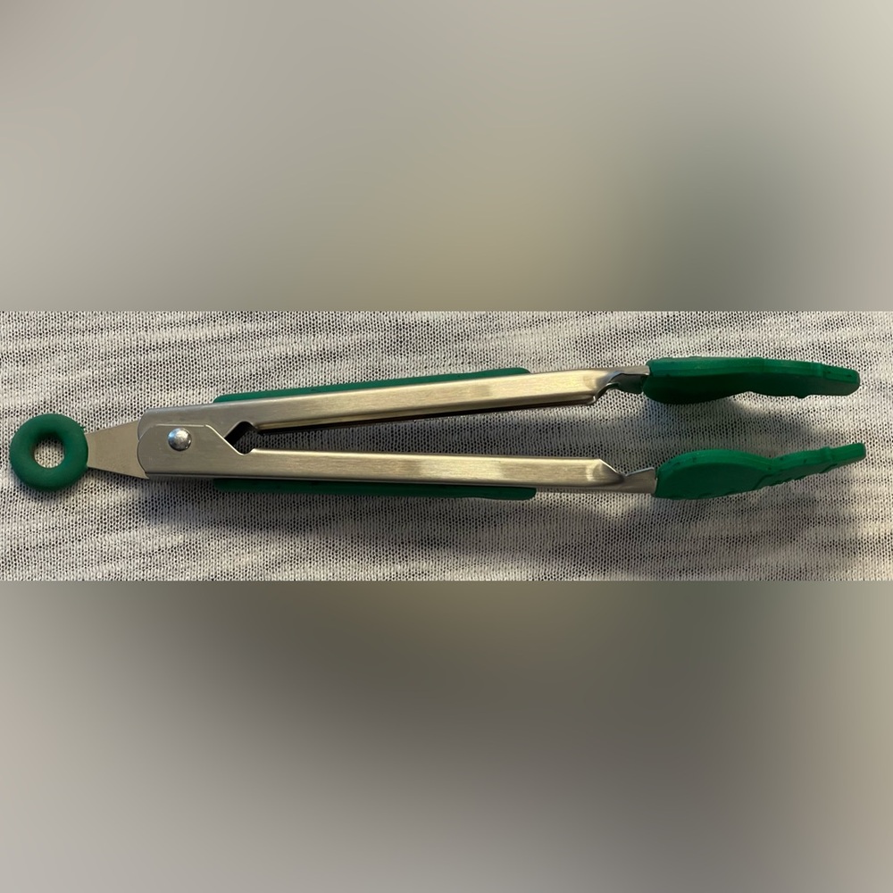 Green Silicone Christmas Snowman Mini Tongs EUC